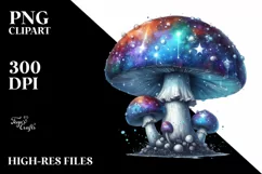 Shiny Mushroom Watercolor Splash, PNG Product Image 1