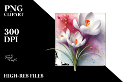 Abstract Crocus with Golden Insertions, PNG Art Product Image 2