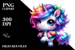 Cute Unicorn Dancing with Cool Haircut PNG Product Image 2