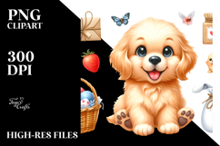 Watercolor Baby Golden Retriever PNG Product Image 2