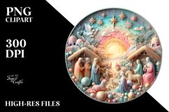 Colorful Round Nativity Scene Ornament PNG Product Image 2