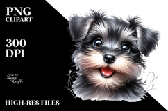 Watercolor Baby Cartoon Miniature Schnauzer PNG Product Image 2