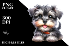 Watercolor Baby Cartoon Miniature Schnauzer PNG Product Image 2