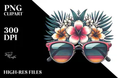 Vintage Tropical Flower Sunglasses PNG Product Image 2