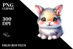 Colorful Watercolor Small Bunny | Sublimation | Clipart Product Image 3