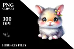 Colorful Watercolor Small Bunny | Sublimation | Clipart Product Image 3