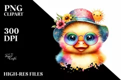 Colorful Baby Duck with Crazy Eyes | Clipart Product Image 1