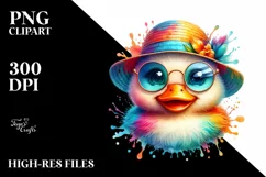 Colorful Baby Duck with Crazy Eyes | Clipart Product Image 1