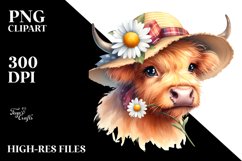 Highland Cow Sun Hat Big Eyes | Clipart Product Image 3