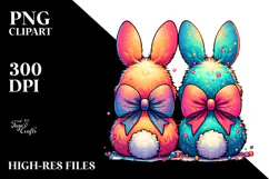 Colorful Stylized Bunnies PNG Product Image 2