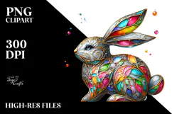 Colorful Bunny Wood PNG Product Image 2