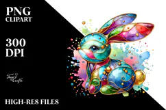 Colorful Bunny Wood PNG Product Image 2