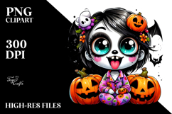 Funny Ghoul Girl with Pumpkins PNG Product Image 2