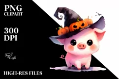 Cute Baby Pig Halloween Scene | Sublimation Clipart Product Image 3