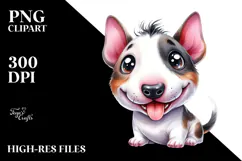 Cute Bull Terrier Cartoon PNG Product Image 2