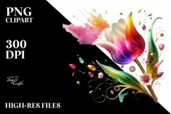 Watercolor Luxury Flower Splash Clipart Product Image 1