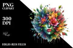Abstract Vibrant Watercolor Bear with Plant Leaves and 3D Product Image 3