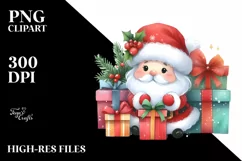 Whimsical Santa with Presents, Transparent PNG Product Image 1