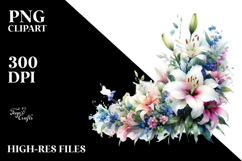 Vibrant Abstract Horizontal Frame with Lilies, Transparent Product Image 2