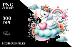 Colorful Swan Holding Heart PNG Product Image 2