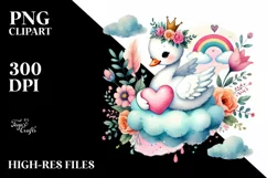 Colorful Swan Holding Heart PNG Product Image 2