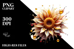 Abstract Golden Sunflower PNG Product Image 2