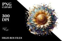 Glossy Sunflower, Round Watercolor Splash Product Image 2