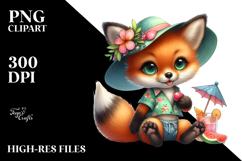 Digital Watercolor Cute Baby Fox PNG Product Image 2