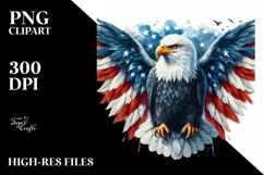Watercolor Bald Eagle Patriotic USA Colors Product Image 3
