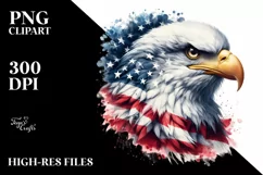 Watercolor Bald Eagle Patriotic USA Colors Product Image 3