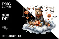 Bear Dressed for Halloween on a Cloud, High-Res PNG Product Image 2