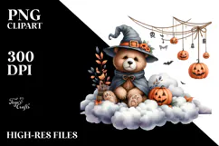 Bear Dressed for Halloween on a Cloud, High-Res PNG Product Image 2