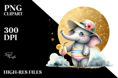Stylish Elephant in Beachwear PNG Product Image 2