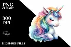 Colorful Baby Unicorn Napping On Star | Sublimation | Product Image 3