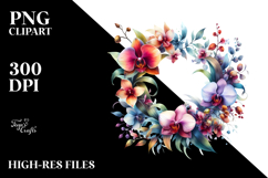 Abstract Orchid Frame, Watercolor PNG Product Image 2