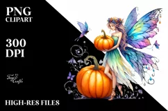 Fairy Pumpin in Vibrant Drawing | Sublimation | Clipart Product Image 1