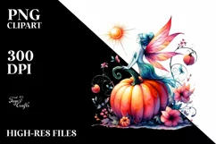 Fairy Pumpin in Vibrant Drawing | Sublimation | Clipart Product Image 1