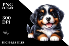 Watercolor Baby Bernese Mountain Dog PNG Product Image 2