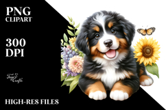Watercolor Baby Bernese Mountain Dog PNG Product Image 2