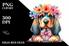 Colorful Bloodhound Centered Near | Sublimation | Clipart Product Image 3