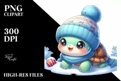 Winter Cute Baby Turtle PNG Product Image 2