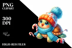 Cute Baby Turtle Winter PNG Product Image 2