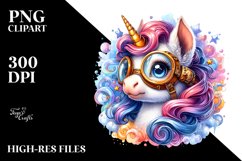 Colorful Unicorn with Scientist&#039;s Goggles, PNG Product Image 3