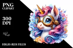Colorful Unicorn with Scientist's Goggles, PNG Product Image 3