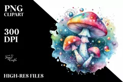 Colorful Astral Mushroom Splash | Stain | Clipart Product Image 1