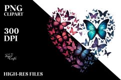 Butterfly Silhouette Heart Watercolor PNG Product Image 2