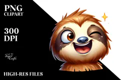 Goofy Cartoon Sloth PNG Product Image 2