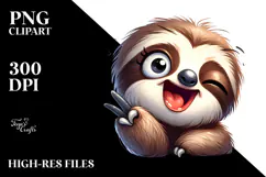 Goofy Cartoon Sloth PNG Product Image 2