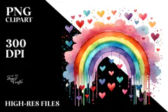 Colorful Rainbow with Hearts PNG Product Image 2