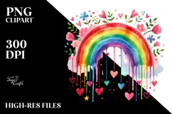 Colorful Rainbow with Hearts PNG Product Image 2